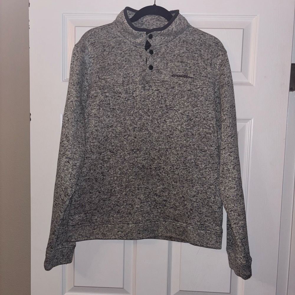 Eddie Bauer Grey Heather Zip-Neck Pullover Sweater Men’s Size Medium